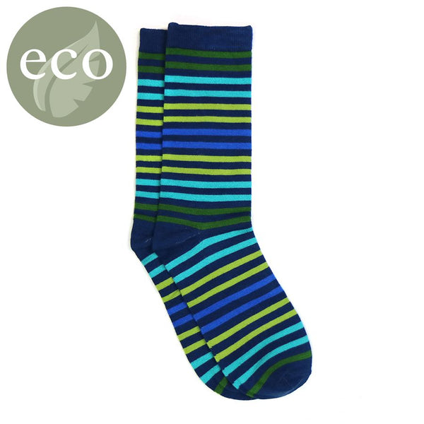 Blue & Green Bold Striped Mens Socks