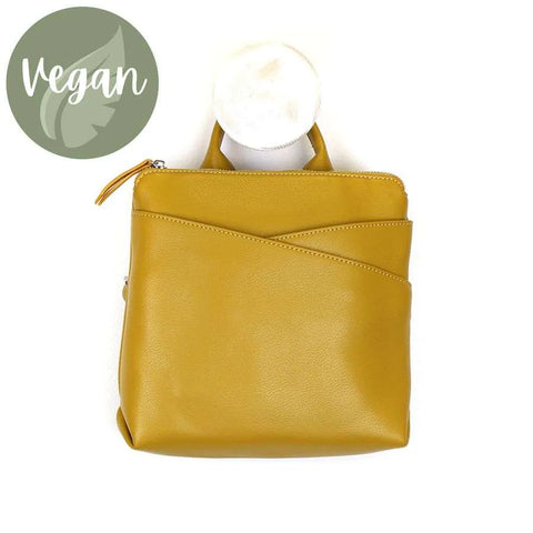 Mustard Vegan Leather Backpack