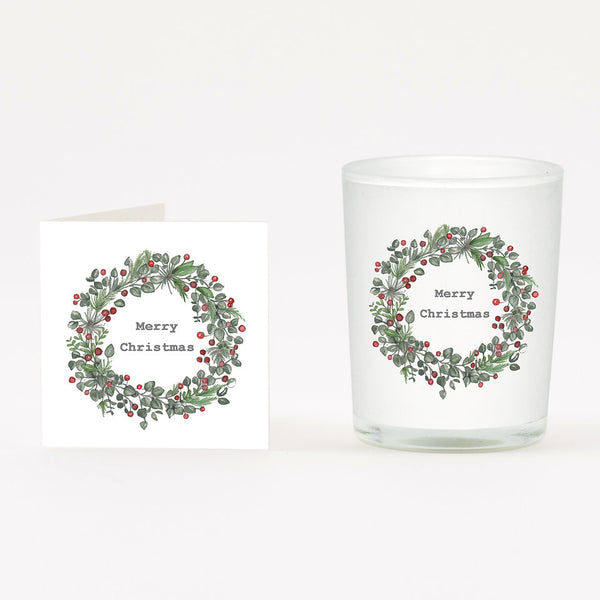 Christmas Wreath Boxed Candle & Card