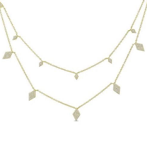 Silver Diamond Multi Chain Necklace