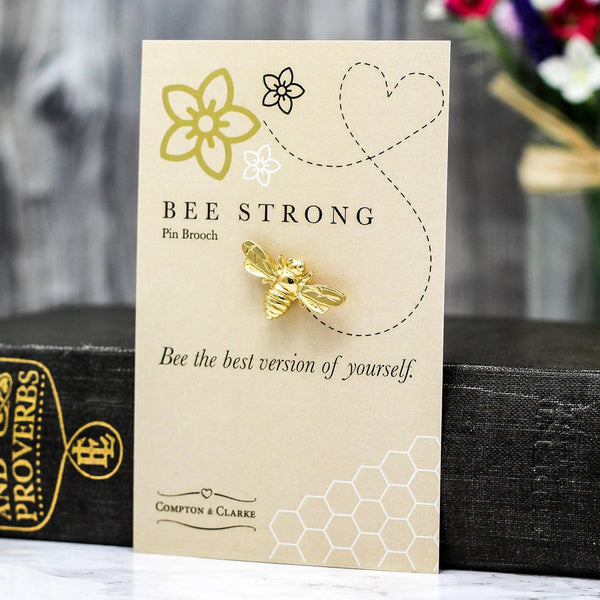 Bee Strong Gold Plated Brooch