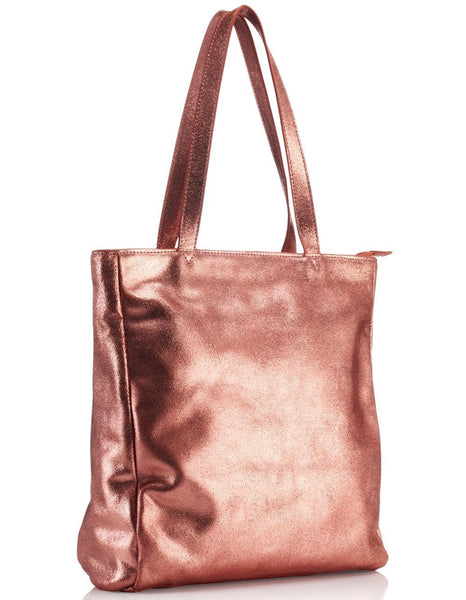 Hill How Tote Bag Metallic Rose Gold Indigo Blue Trading