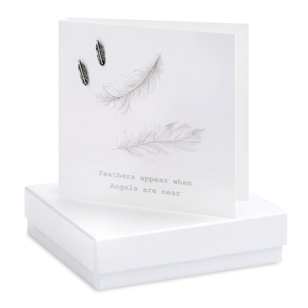 Boxed Feathers Silver Earring Card