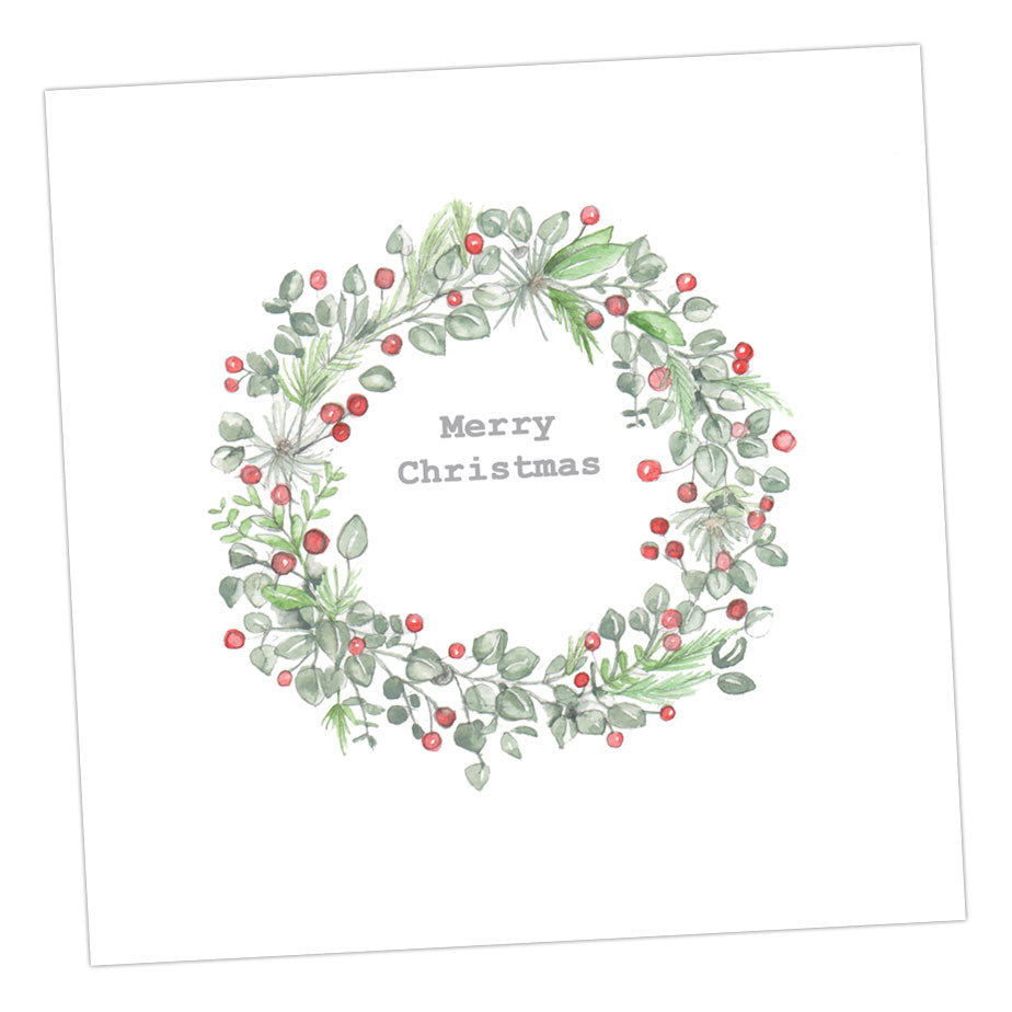 Boxed Christmas Wreath Silver Earring Card