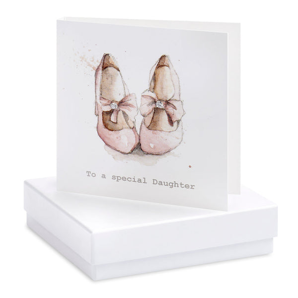 Boxed Party Shoes Special Daughter Silver Earring Card