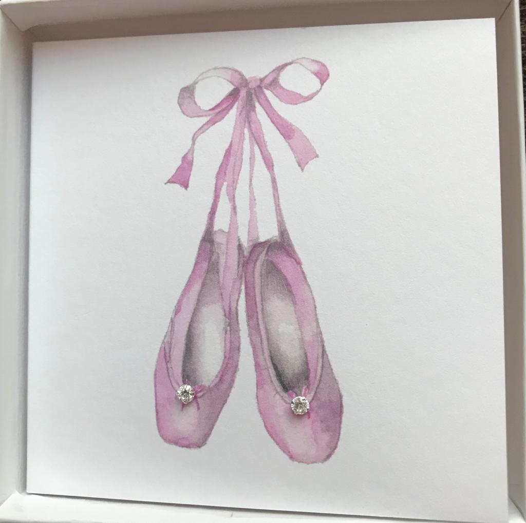 Boxed Ballet Shoes Silver Earring Card