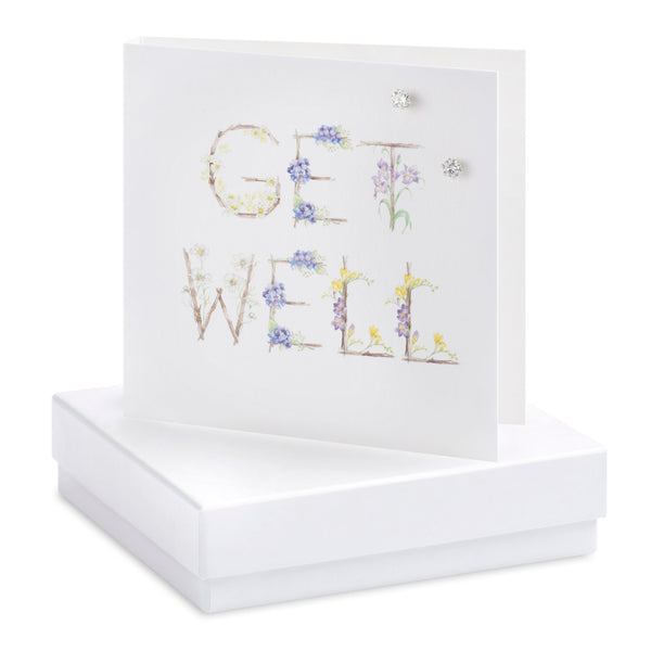 Boxed Get Well Silver Earring Card