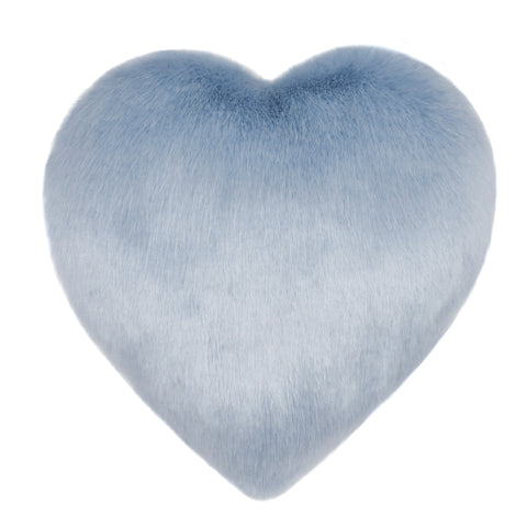 Blue Powder Faux Fur Heart Cushion