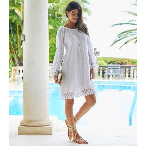 White Cabo Crinkle Lace Dress