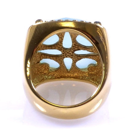 Aqua Chalcedony Gold Plated Ring