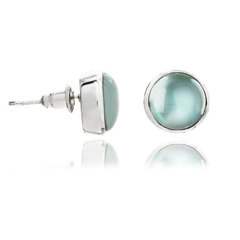 Aqua Silver Stud Earrings