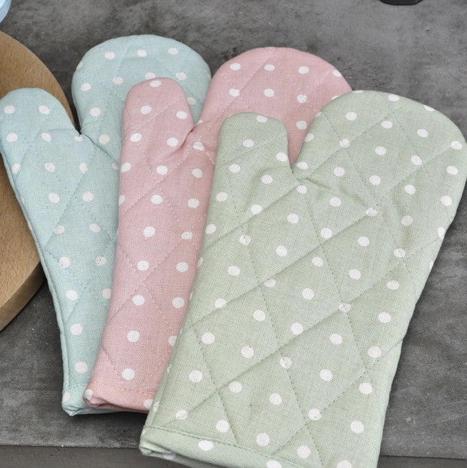 Mint Green Spotted Cotton Oven Glove
