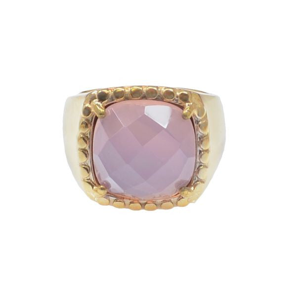 Pink Chalcedony Gold Plated Ring