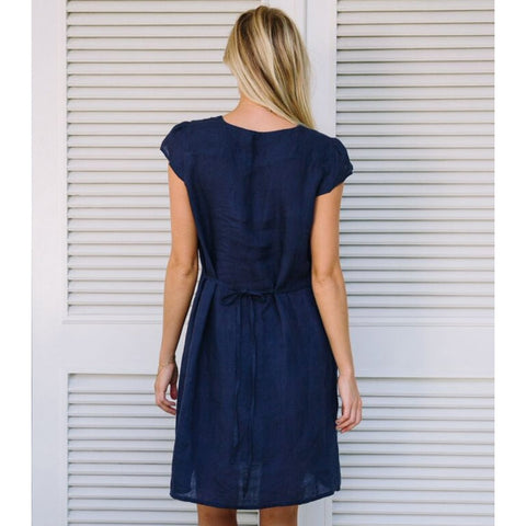 Blue Navy Paris Linen Dress