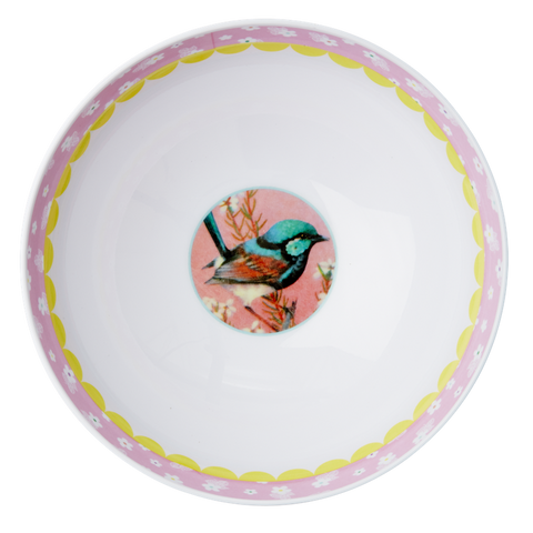 Pink Japanese Bird Print Melamine Bowl