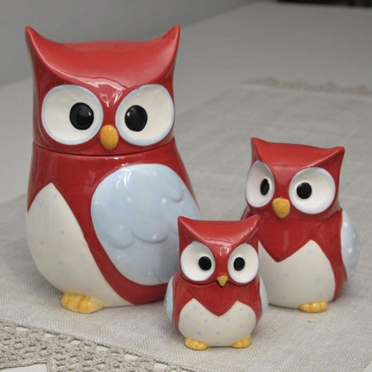 Red Owl Ceramic Cookie Jar