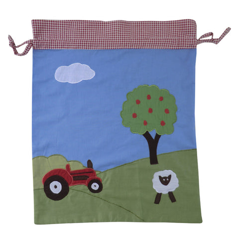 Embroidered Patchwork Farmyard Laundry/Toy Bag