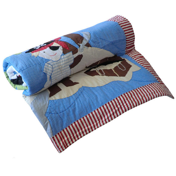 Embroidered Patchwork Pirate Cot Quilt