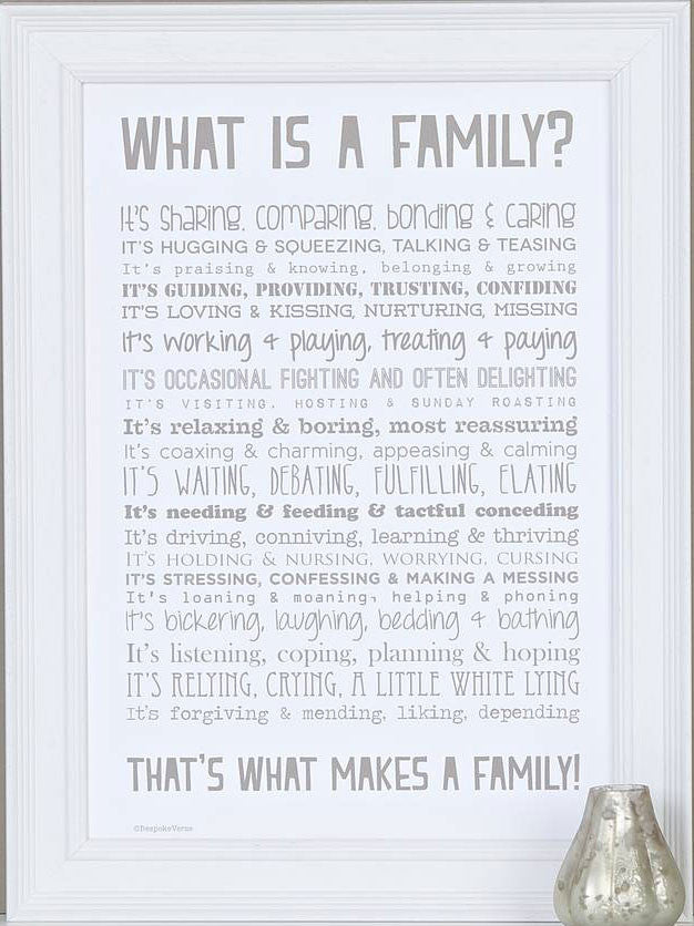 'What Is A Family?' Poem Print