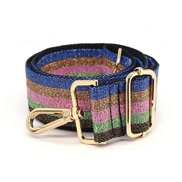 Earthy Rainbow Striped Shimmer Interchangeable Bag Strap