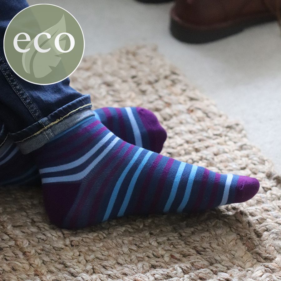 Blue & Purple Striped Mens Socks