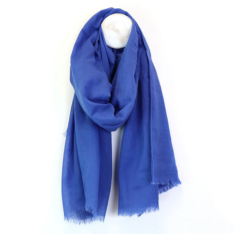 Cobalt Blue Eyelash Fringe Scarf