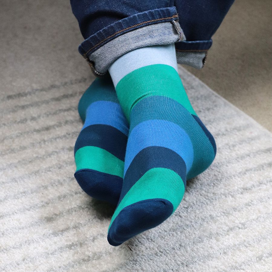 Men’s Blue & Green Mix Bamboo Trio Sock Box