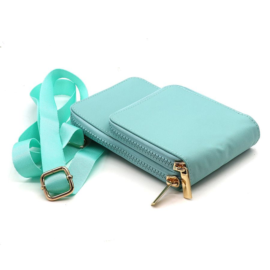 Aqua Recycled Nylon Phone Bag