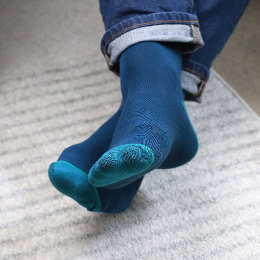 Men’s Blue & Green Mix Bamboo Trio Sock Box