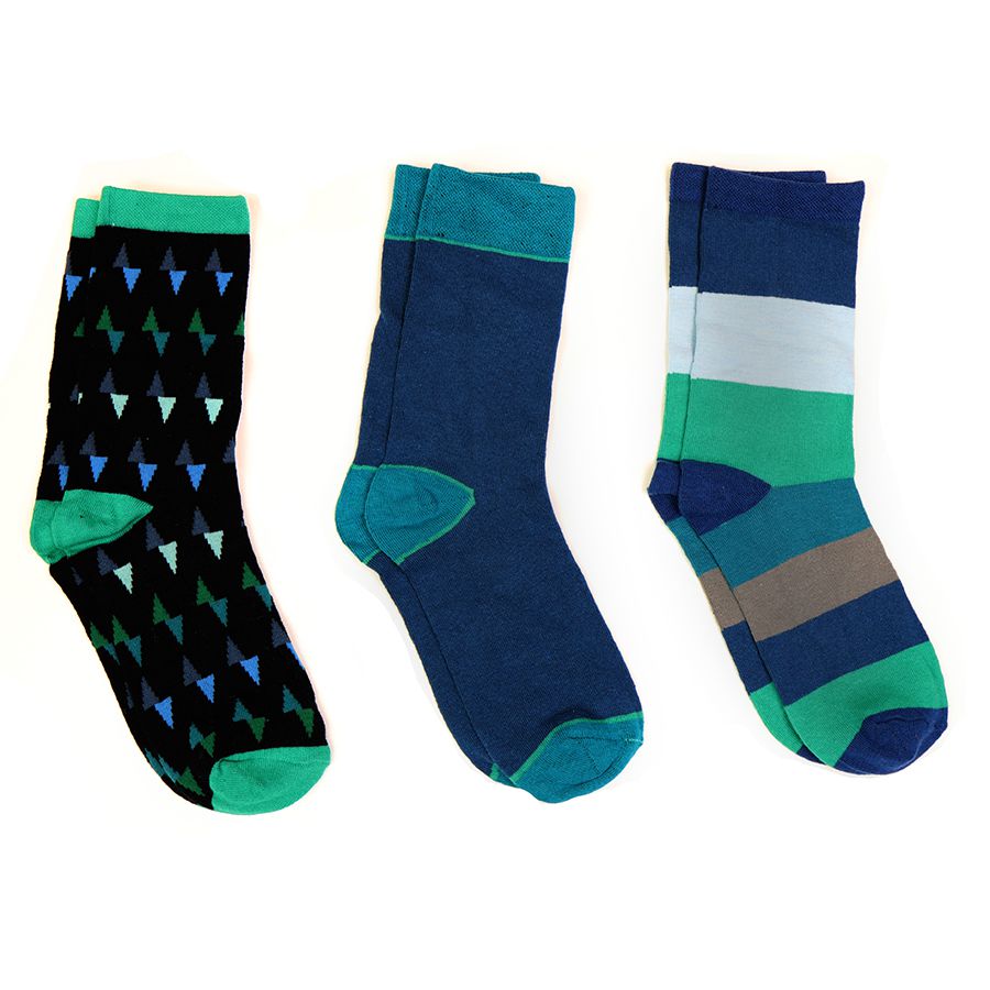 Men’s Blue & Green Mix Bamboo Trio Sock Box