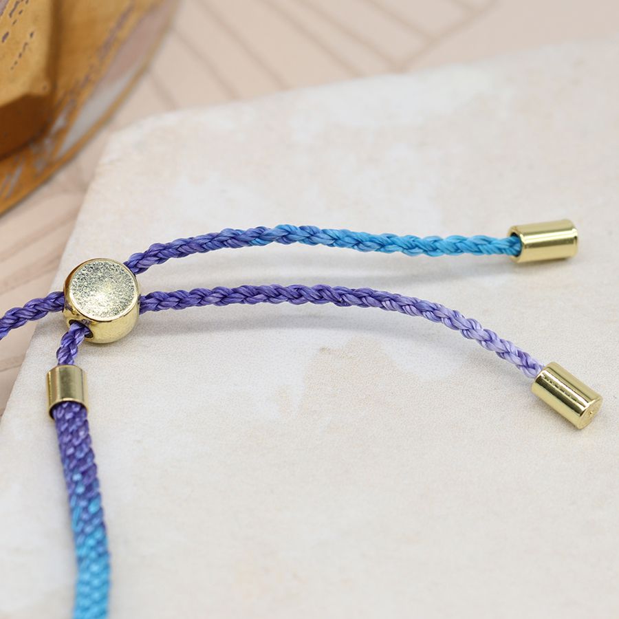Blue Mix Cord Bracelet with Semi-Precious & Brass Beads