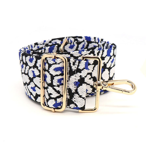 Blue Mix Woven Animal Print Interchangeable Bag Strap