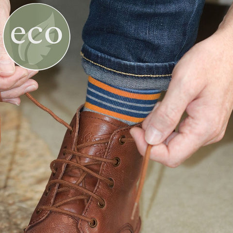 Navy & Orange Mix Striped Mens Socks