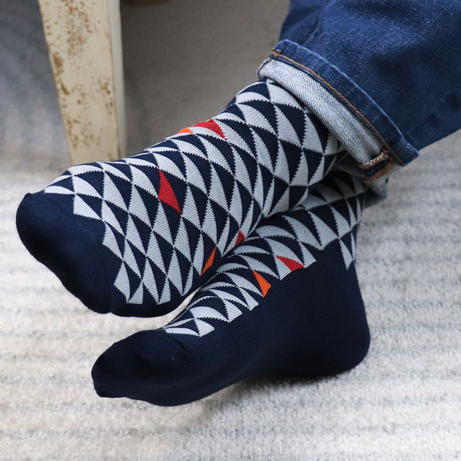 Men’s Blue Orange Black Mix Bamboo Trio Sock Box