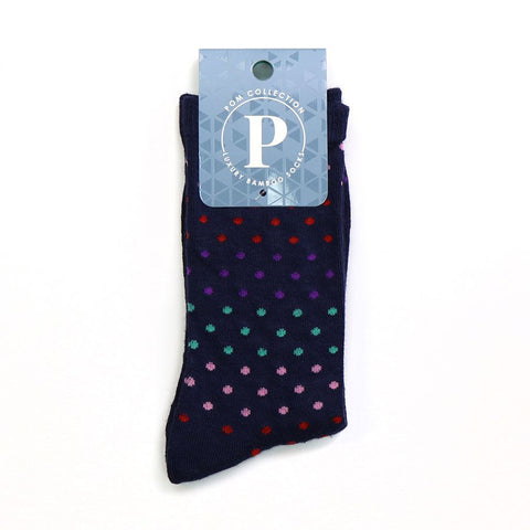 Navy Multi Spot Mens Socks