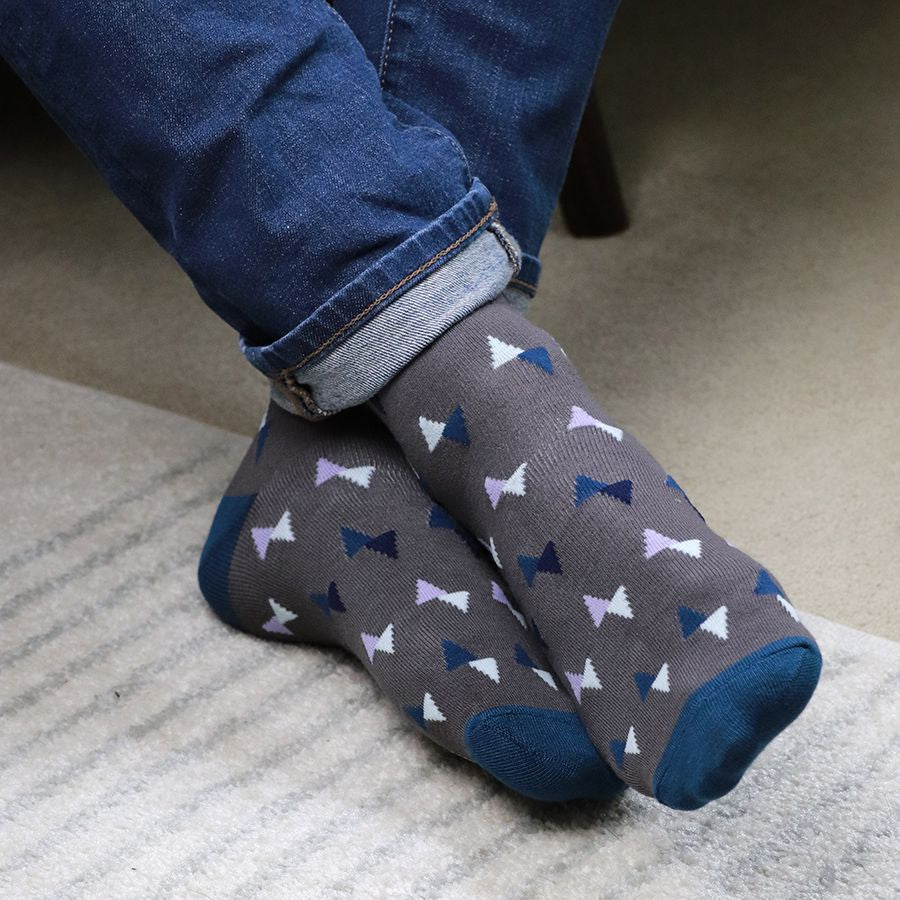 Men’s Grey & Blue Mix Bamboo Trio Sock Box