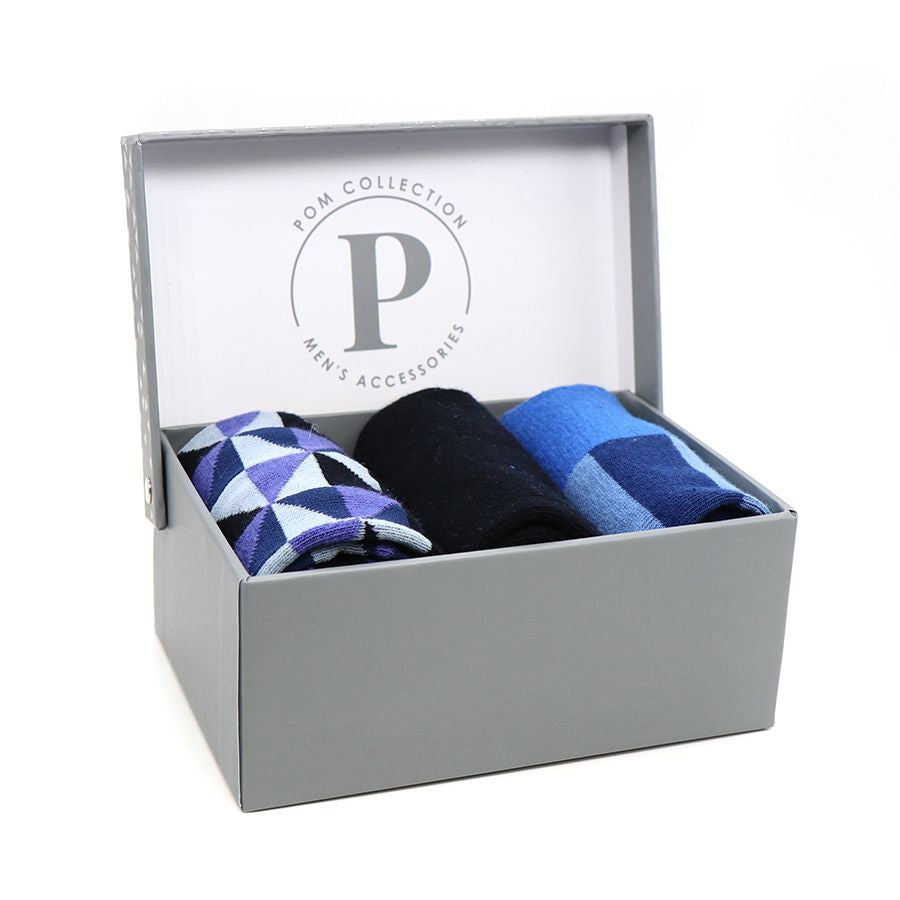 Men’s Blue & Purple Mix Bamboo Trio Sock Box