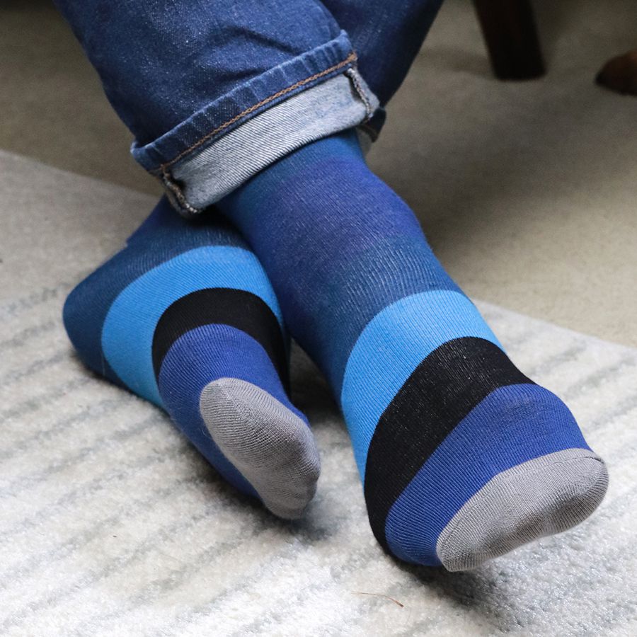 Men’s Grey & Blue Mix Bamboo Trio Sock Box