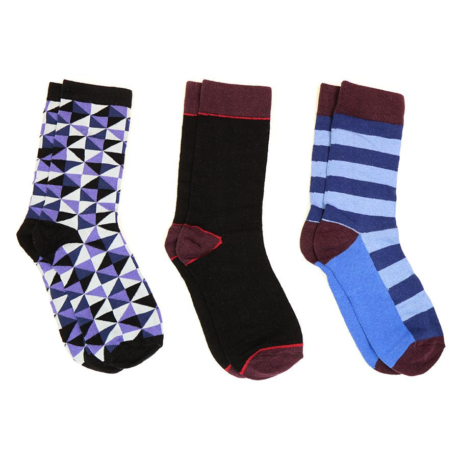 Men’s Blue & Purple Mix Bamboo Trio Sock Box