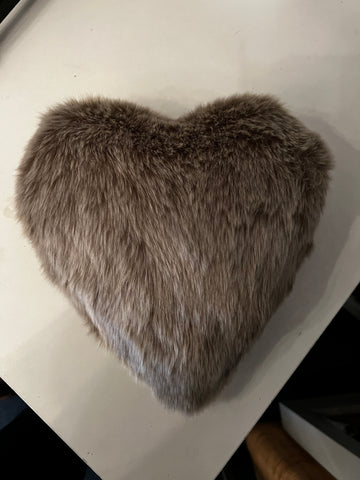 Latte Faux Fur Heart Cushion