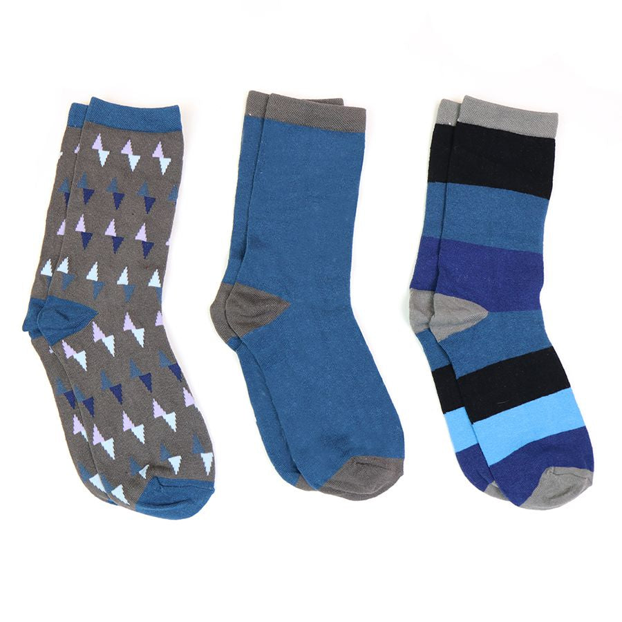 Men’s Grey & Blue Mix Bamboo Trio Sock Box