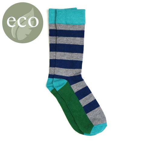 Blue & Grey Striped Mens Socks