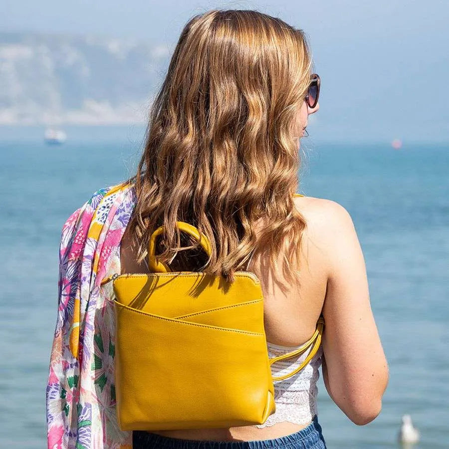 Mustard Vegan Leather Backpack