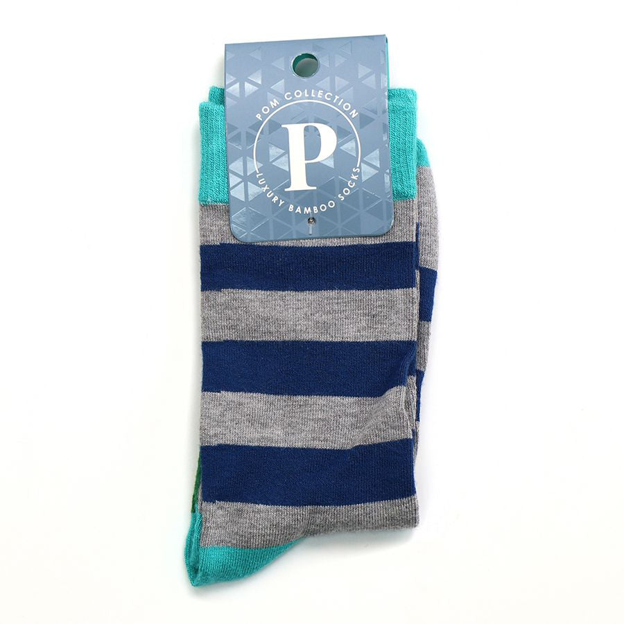 Blue & Grey Striped Mens Socks