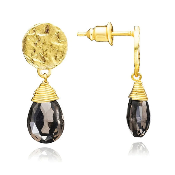 Gold Smoked Quartz Drop Earrings