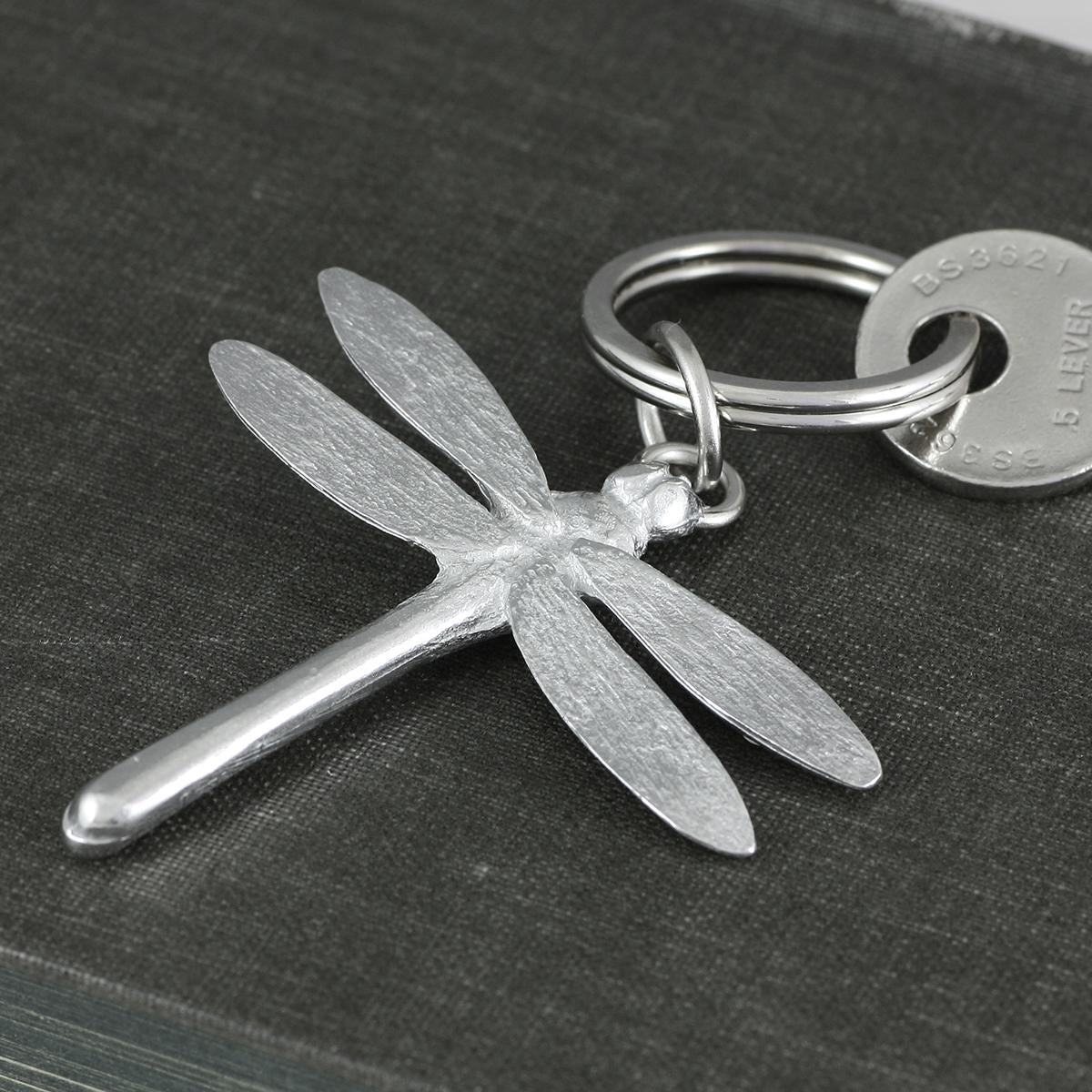 Lancaster Gibbings Dragonfly Pewter Keyring Indigo Blue Trading