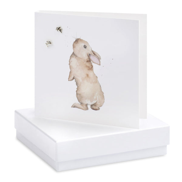 Boxed Bertie Bunny Silver Earring Card
