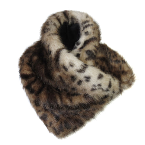 Ocelot Asymmetric Faux Fur Scarf