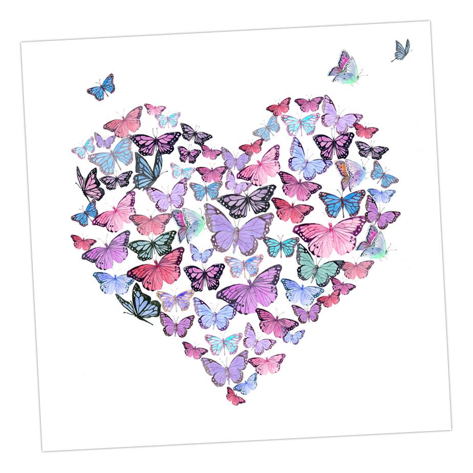 Boxed Butterfly Heart Silver Earring Card