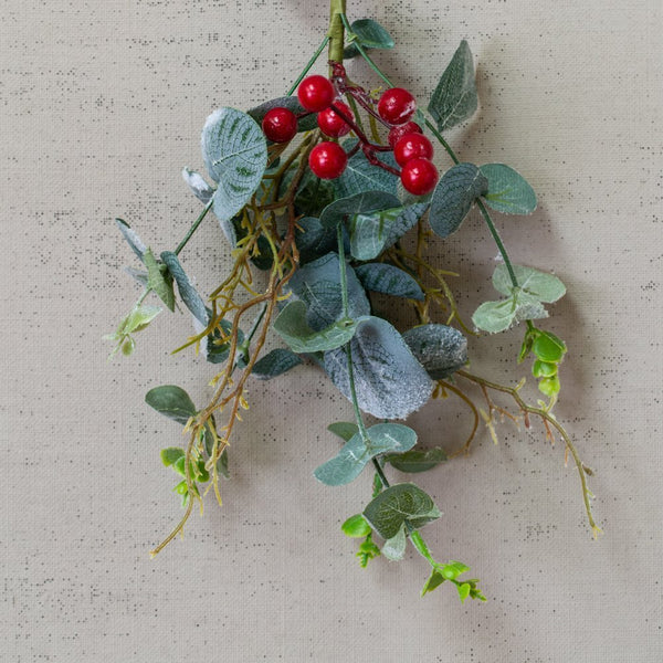 Faux Red Berry and Eucalyptus Sprig